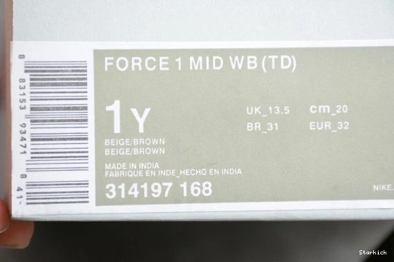 Brown Beige Force x 314197-168 07 Mid Scott Nike Kids 1 Travis Air 0803
